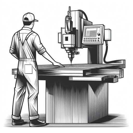 man running cnc milling machine